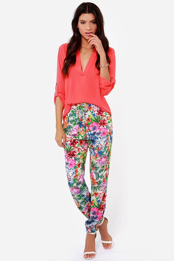 printed floral pants