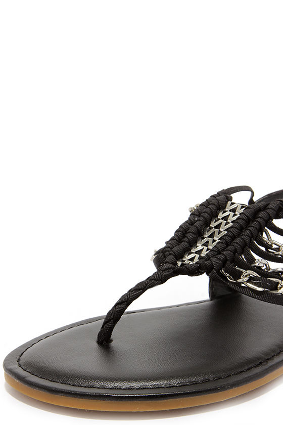 Cute Black Sandals - Thong Sandals - $23.00