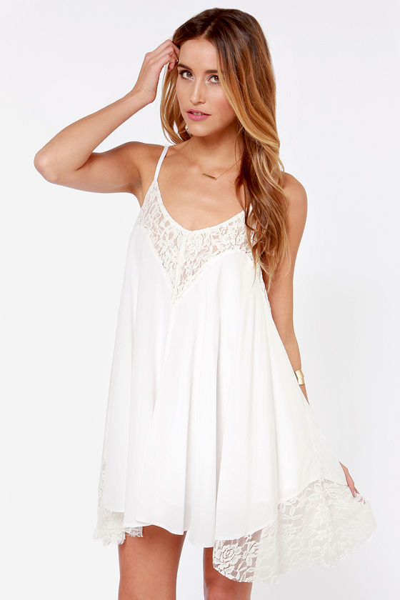 Sexy Ivory Dress - Babydoll Dress - Lace Dress - White Dress - $46.00 ...