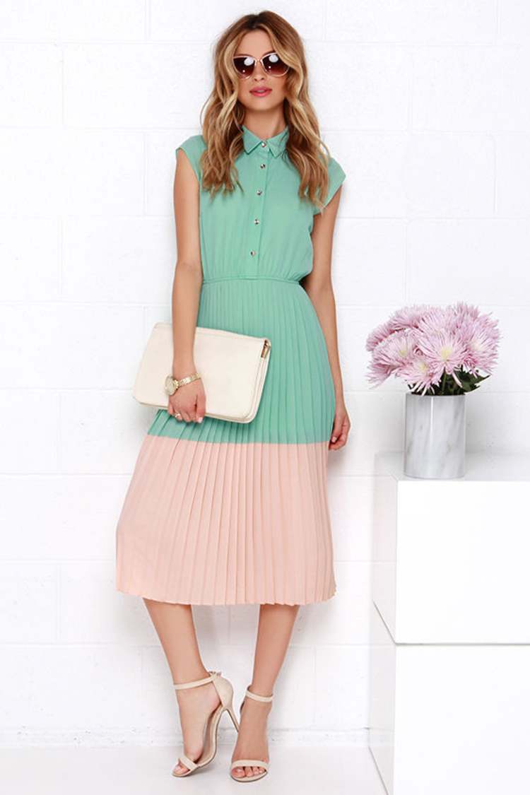 mint green and peach dress Stay True to You Maxi Dress main image 1