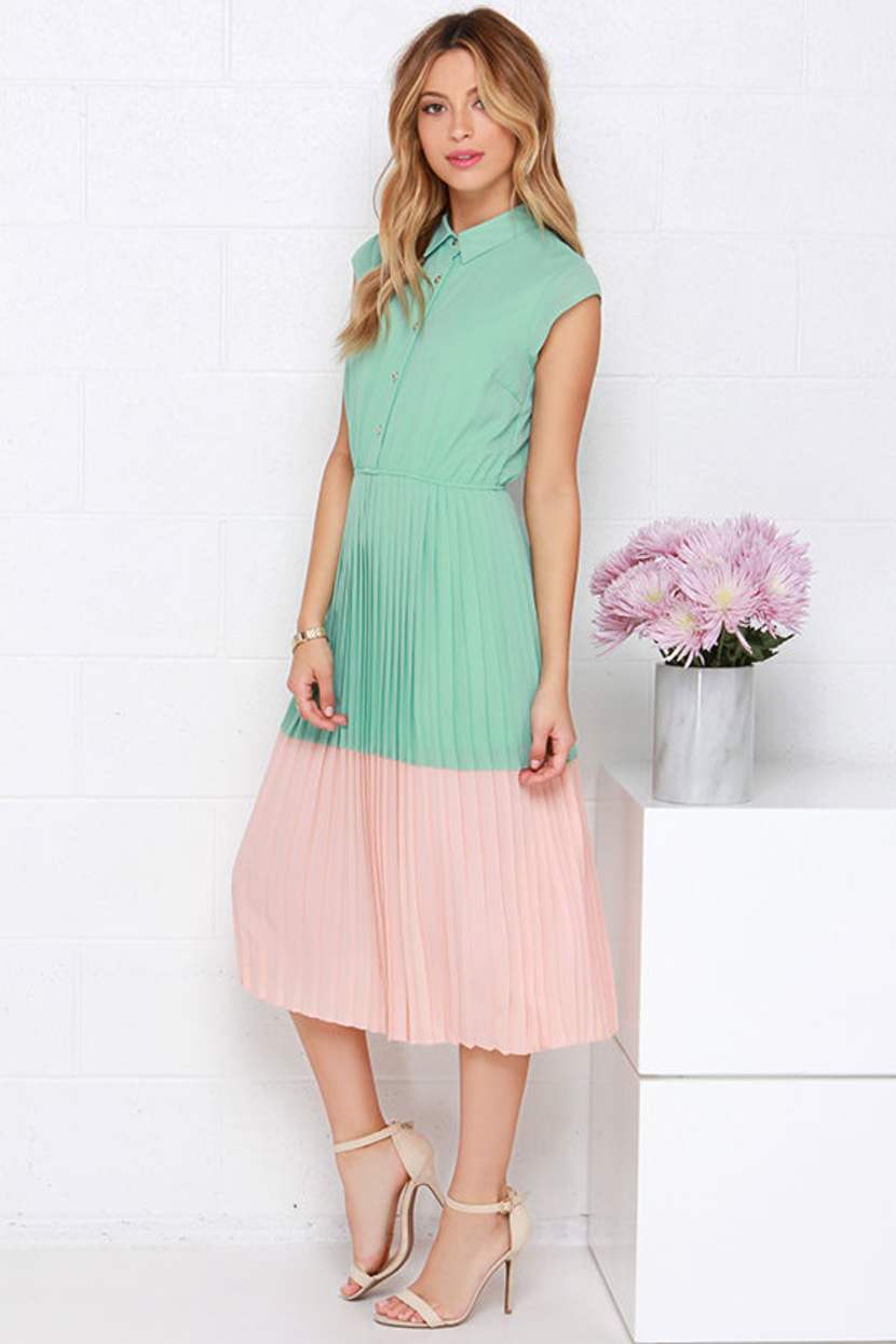 mint green and peach dress Sugarhill Boutique Penelope - Color Block Dress - $94.00 diamond x mirror