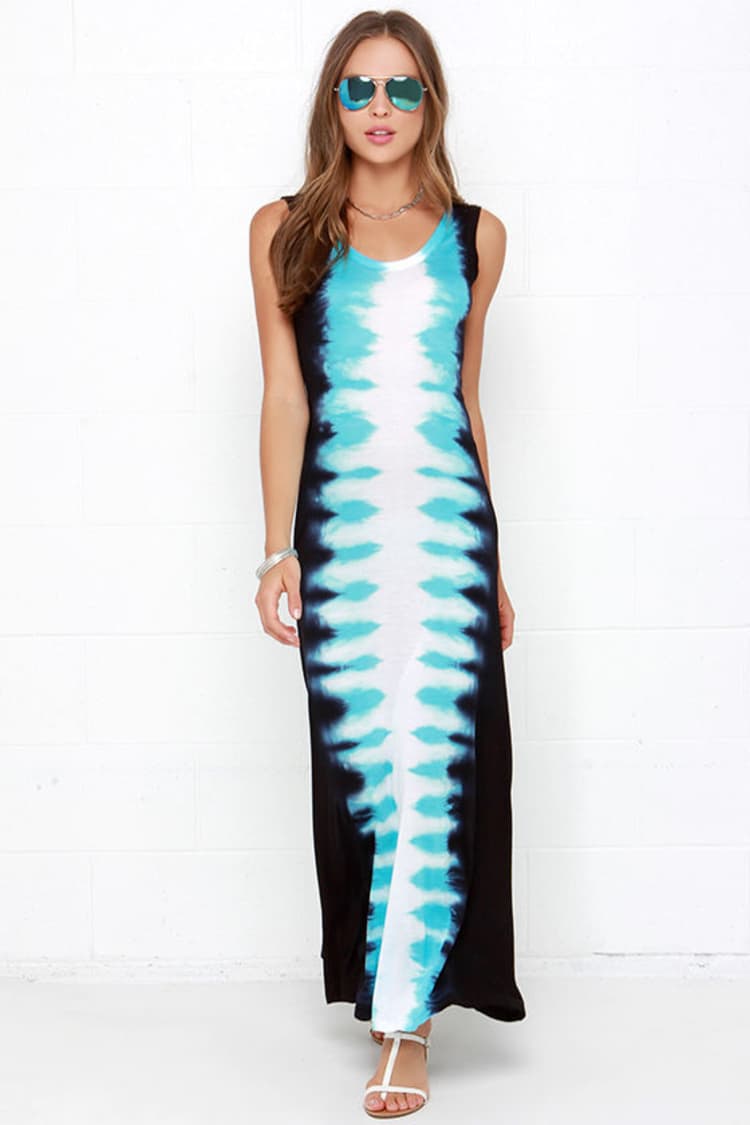 lulus tie dye maxi dress Boho Maxi Dress - Blue Tie-Dye Dress - Casual Dress - $62.00