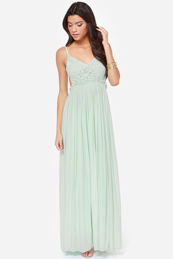 Blooming Prairie Crocheted Mint Maxi Dress 2