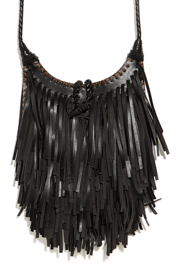 Cute Black Purse Fringe Purse Crossbody Purse 49.00