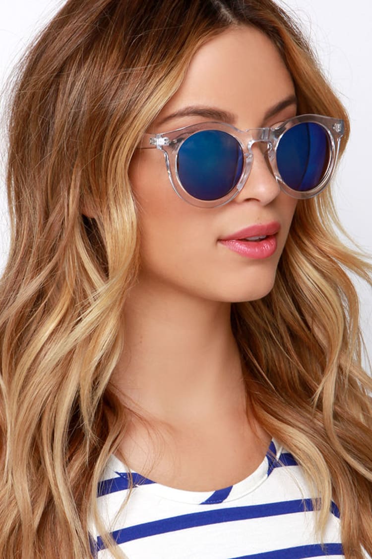 Chic Clear Sunglasses - Blue Mirrored Sunglasses - $10.00 - Lulus
