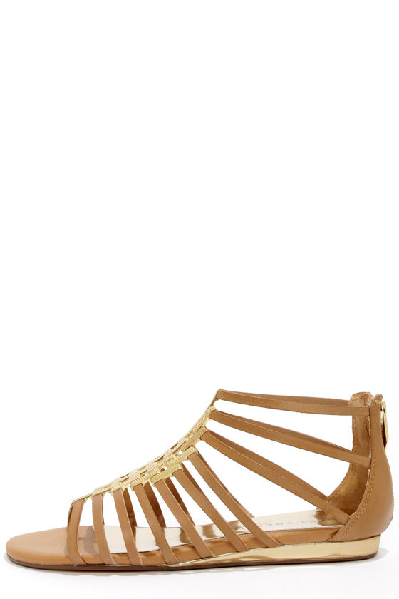 Very Volatile Selkie Tan Leather Gladiator Sandals