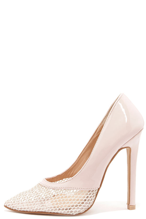 nude mesh pumps