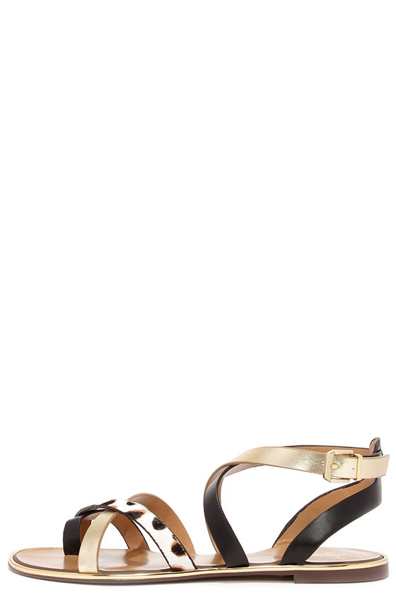 report black flat sandals