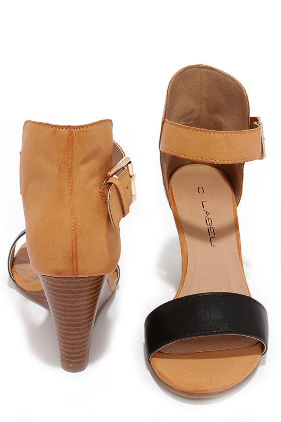 black and tan wedges