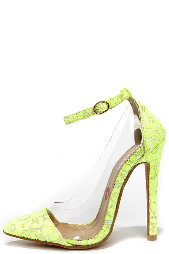 Clear neon sales yellow heels