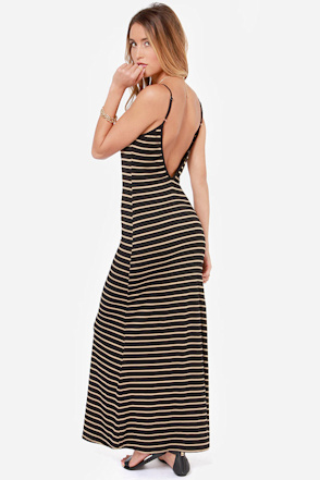 blue dress for baby girl Stripe Rib Long Sleeve Maxi Dress – bebe main image 1