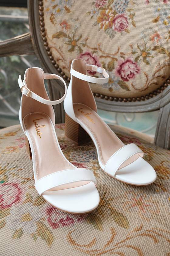 Image of Harper White Ankle Strap Heels