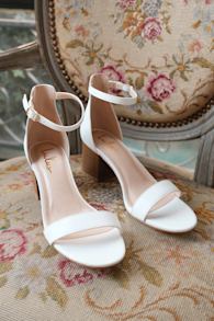 Harper White Ankle Strap Heels 1