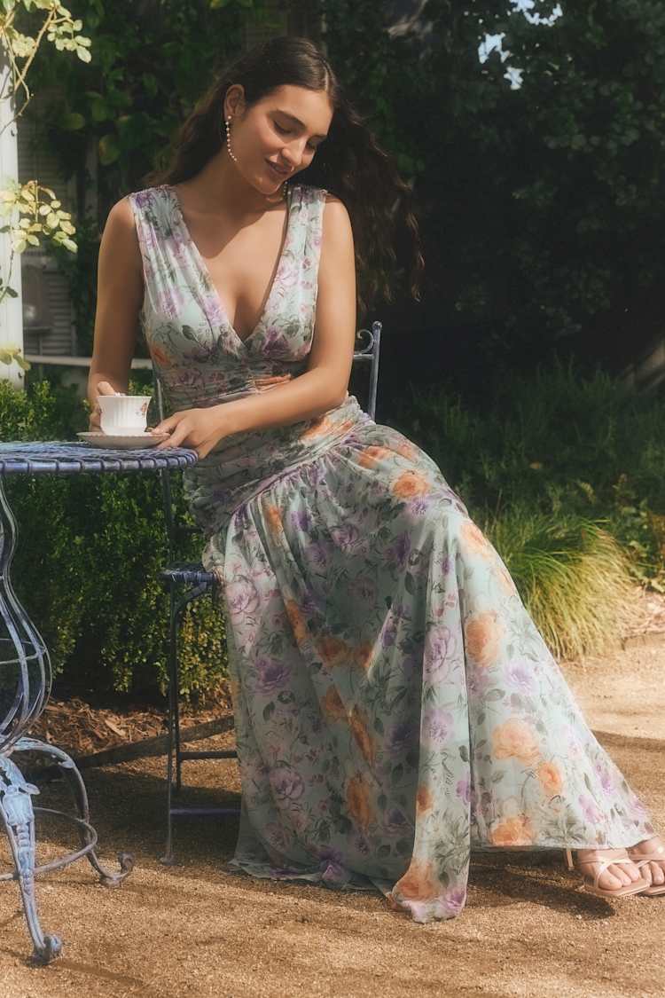 chinese dress ladies Marigold Lime Yellow Floral Drop Waist Maxi Dress – Leela Lane