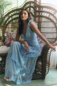 Marvelous Darling Powder Blue Lace Ruffled Tiered Maxi Dress 1