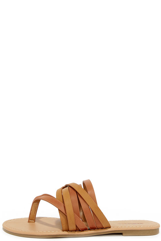 Cute Brown Sandals - Thong Sandals - Flat Sandals - $18.00 - Lulus