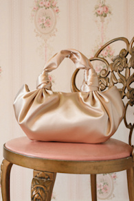Maelynn Champagne Satin Knotted Handle Bag 1