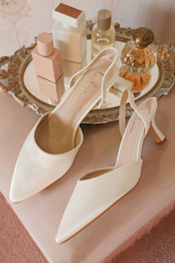 Leith White Satin Kitten Heel Slingback Pumps 6