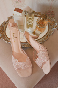 Chanel Blush Lace Kitten Heel Slide Sandals 1