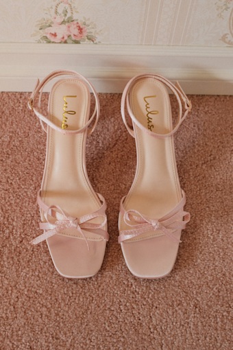Rezzy Pink Satin Bow Ankle Strap High Heel Sandals 1