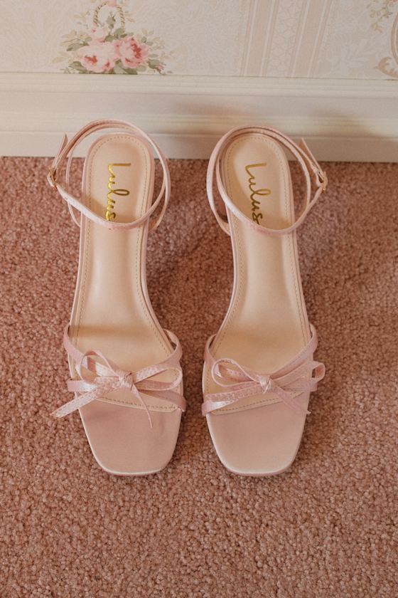 Rezzy Pink Satin Bow Ankle Strap High Heel Sandals 1