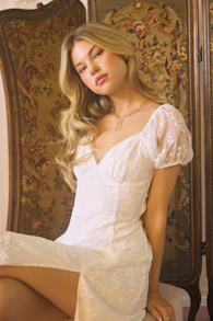 Blossoming with Charm White Embroidered Tie-Back Midi Dress 5