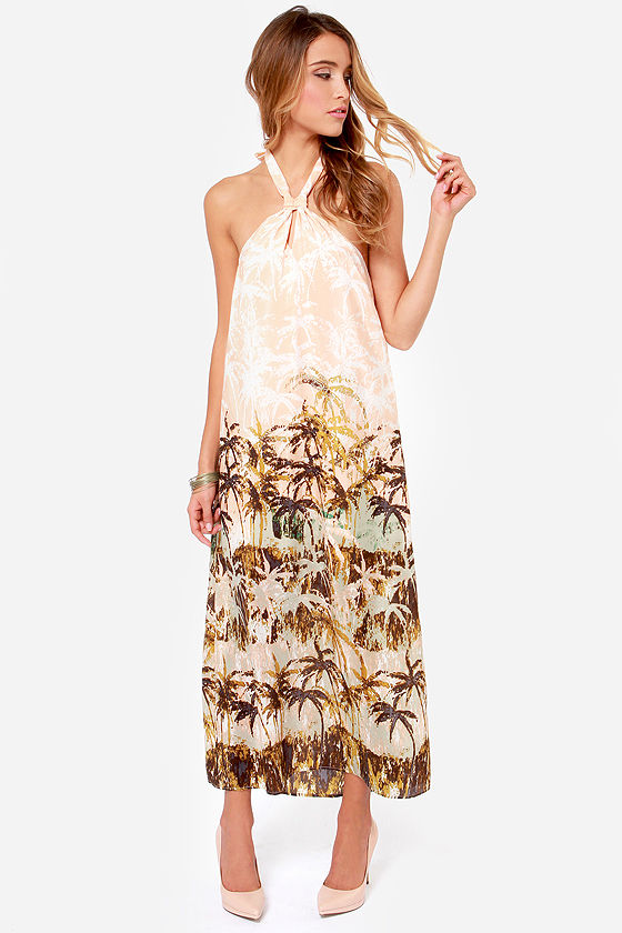 Peach Sideboob Halter Dress main image 0