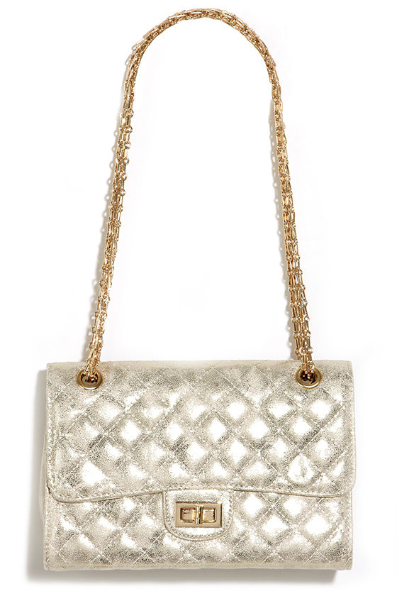Lovely Gold Purse - Quilted Purse - Gold Chain Purse - $39.00 - Lulus