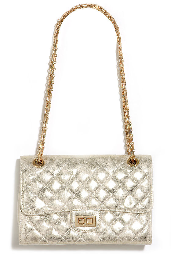 gold quilted bag