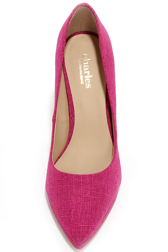 Pretty Pointed Pumps Linen Pumps Magenta Pumps 125.00