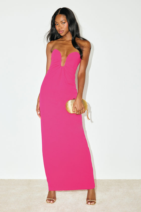 Image of Thula Magenta Cutout U-Bar Column Maxi Dress