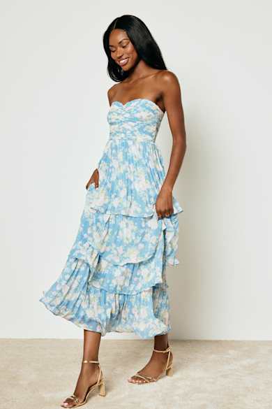 slim fit dress slacks Unforgettable Style Strapless Maxi Dress Brown main image 0