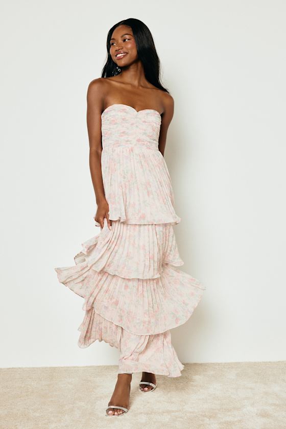 chinese dress ladies Upon A Time Blush Ruched Bandeau Midi Dress With Cape – Club L London main image 0