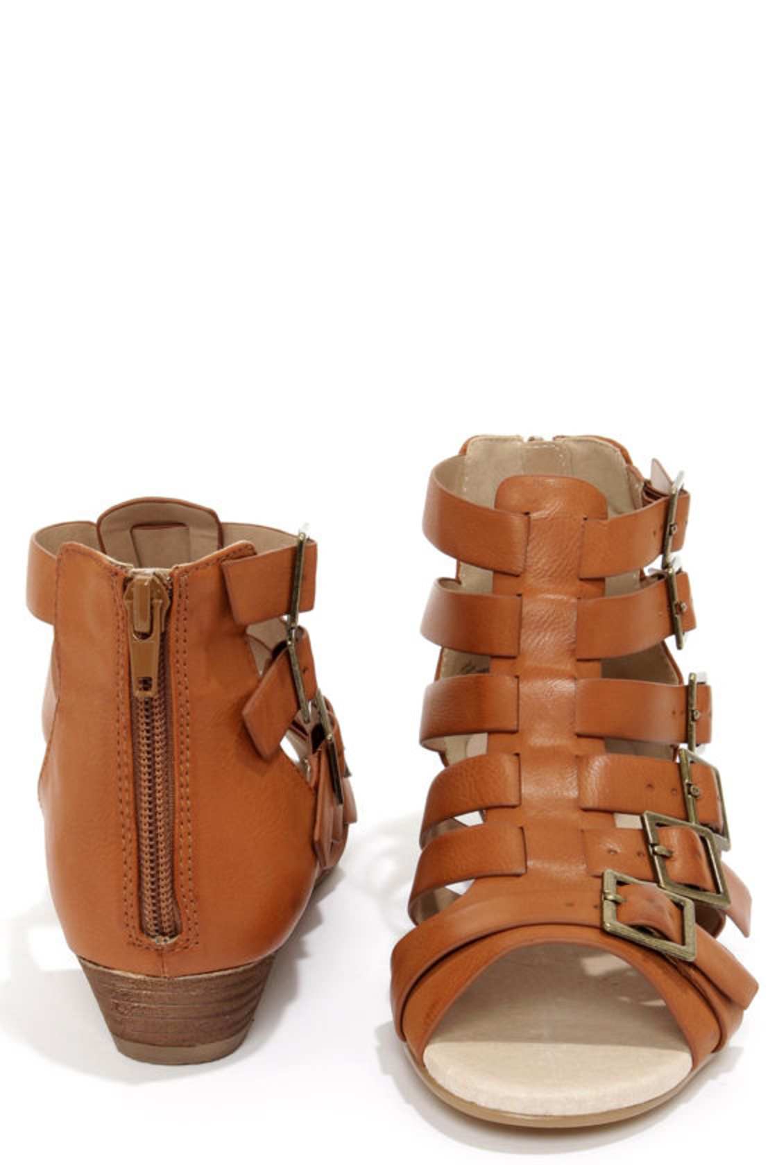 Restricted Deity Camel Buckled Gladiator Sandals