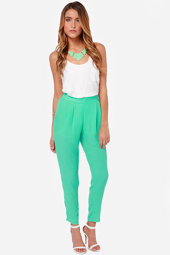 mint green shirt black pants