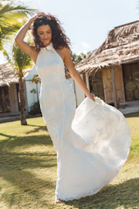 Dreamy Glamour White Embroidered Halter Mermaid Maxi Dress 5