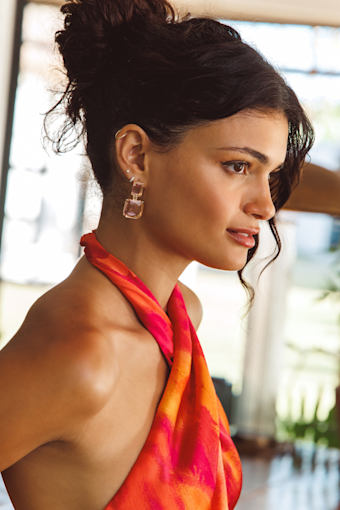 Alvilda Pink Rhinestone Drop Earrings 1