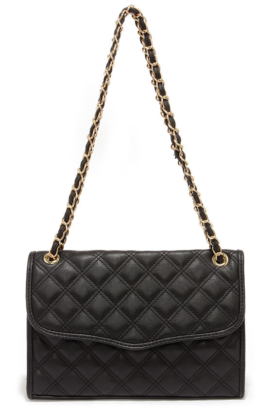 Chic Black Purse - Quilted Purse - Vegan Leather Purse - $39.00