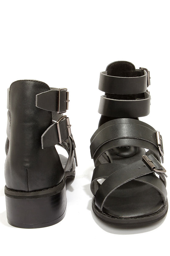Fun Black Sandals - Strappy Sandals - High Heel Sandals - Gladiator ...