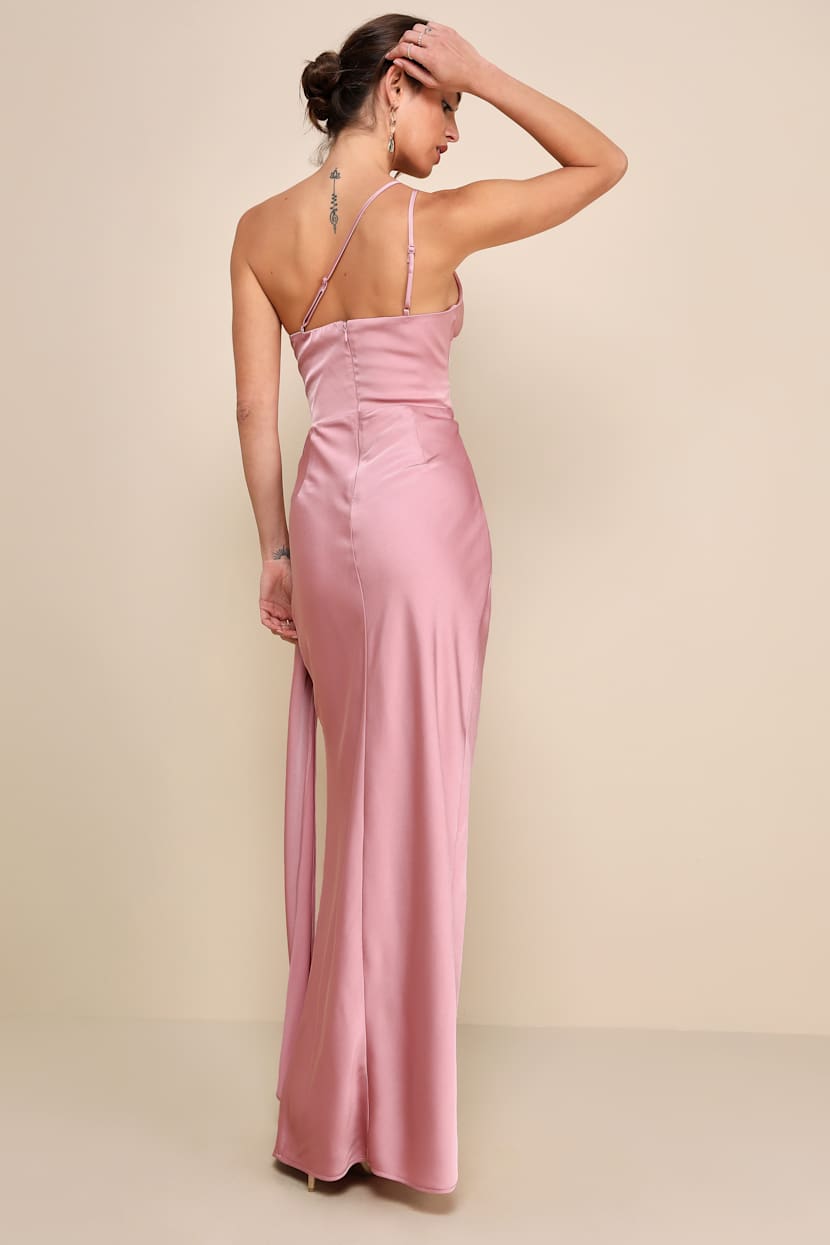 open lace back dress Lisa Maxi Dress, in Light Pink Luxe Satin, Size: Large | Show Me Your Mumu