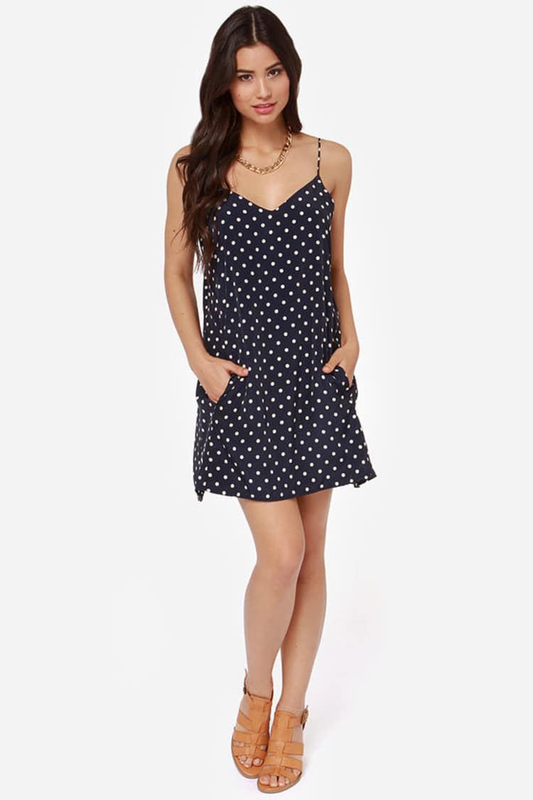blue dress with white spots Spotina Dress