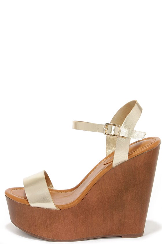 Cute Platform Wedges - Gold Shoes - Wedges Sandals - $30.00 - Lulus