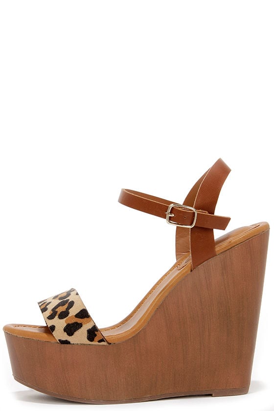 Cute Platform Wedges - Leopard Shoes 