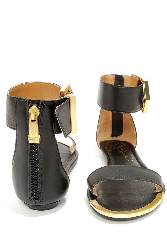 Pretty Black Sandals - Ankle Strap Sandals - Leather Sandals - $69.00