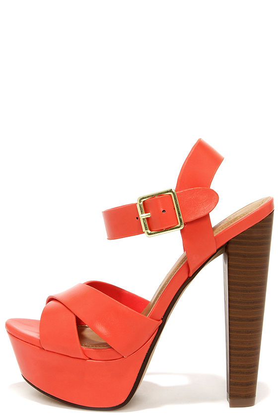 Sexy Coral Heels - Platform Heels 