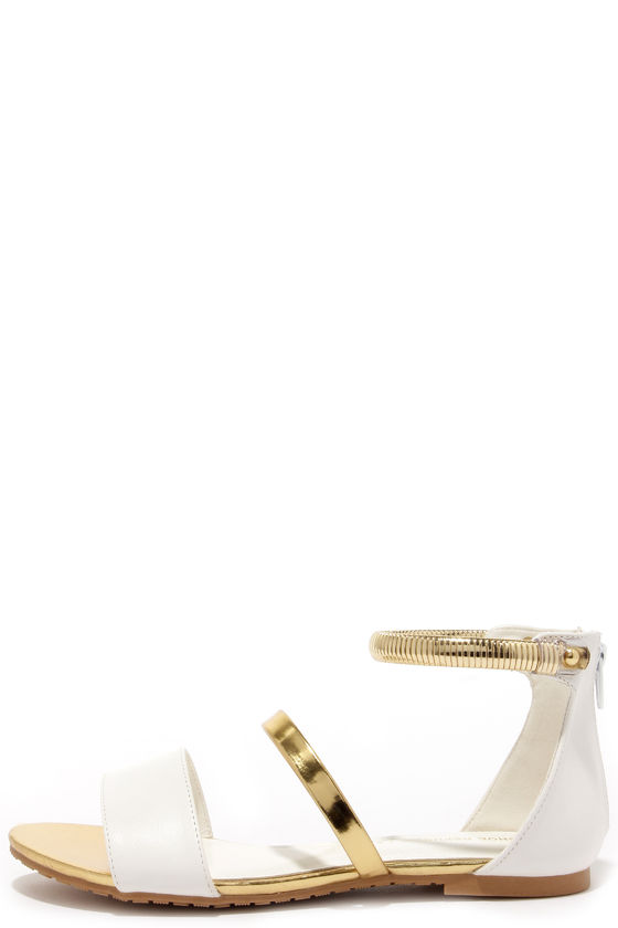 white and gold sandals