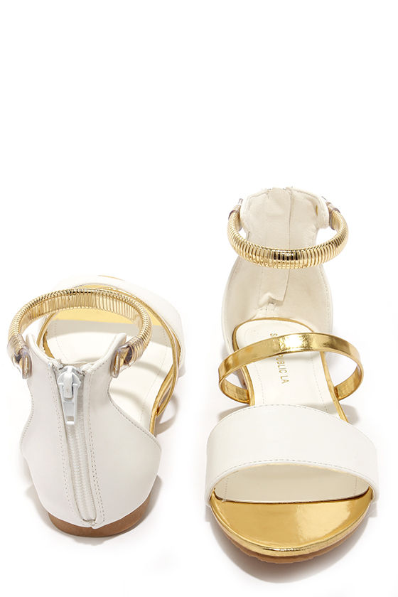 pretty white flat sandals
