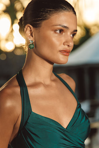 Vayda Green Rhinestone Statement Earrings 1