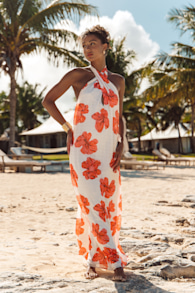 Laurel Cream Floral Halter Maxi Dress 1
