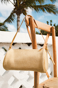 Meri Beige Raffia Shoulder Bag 1